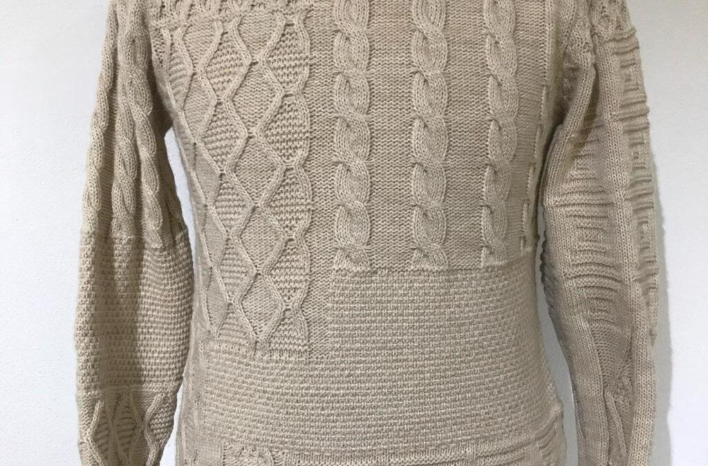Maglia uomo girocollo misto lana lavorato, ultime taglie -30%