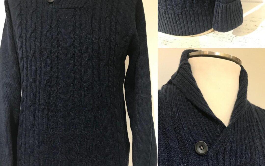 Maglia uomonmisto lana lavorata sul davanti , collo scalato -30%