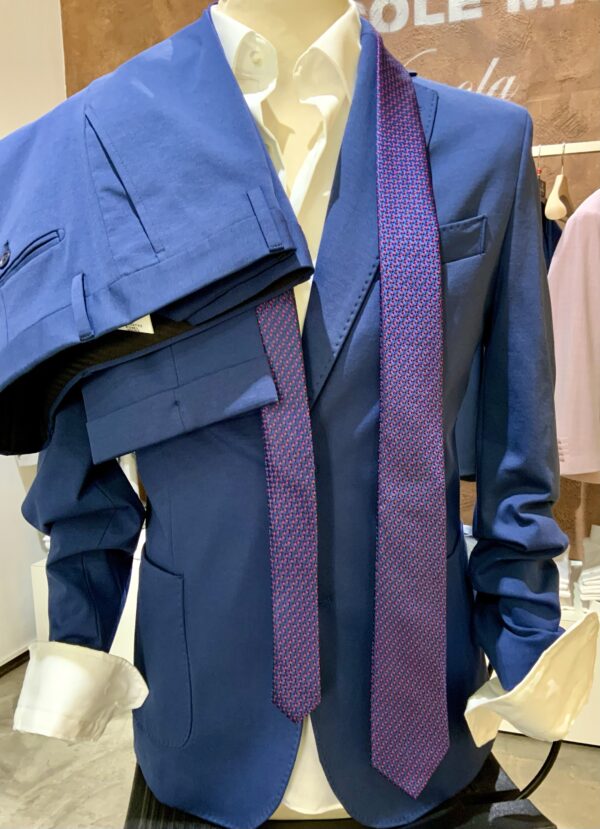 Giacca uomo elegante blu in tessuto elasticizzato punto milano Exibit - immagine 2