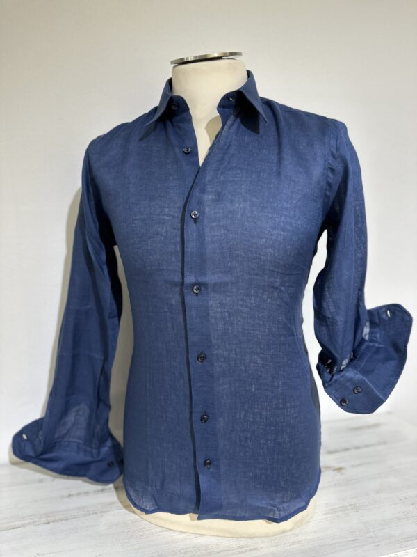 Camicia uomo lino Di Biasi blu