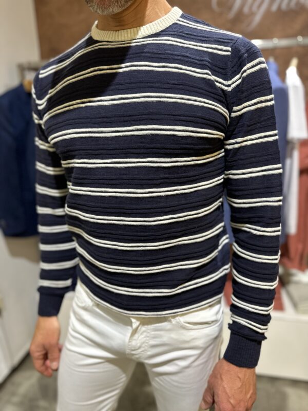 Maglia uomo girocollo in cotone Piero Giachi righe blu