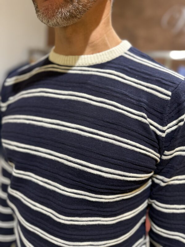 Maglia uomo girocollo in cotone Piero Giachi righe blu - immagine 4