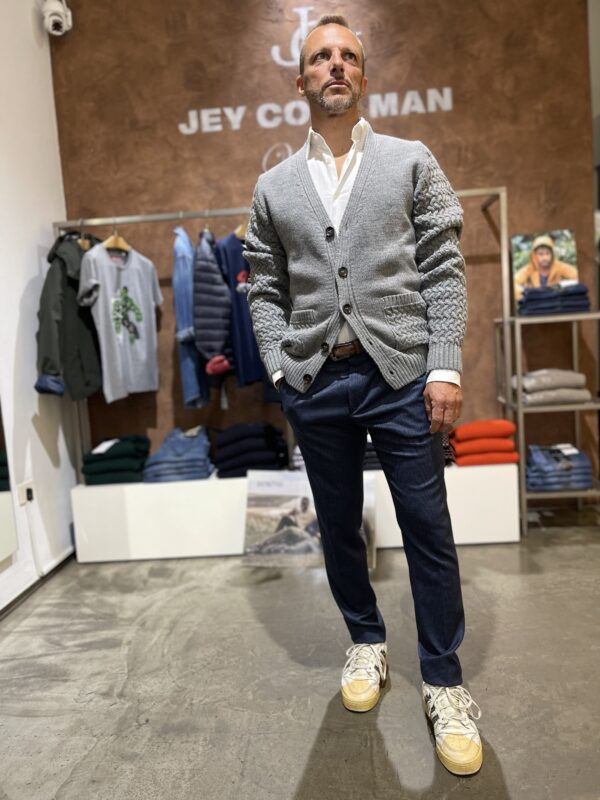 Pantaloni uomo blu misto viscosa con pinces sul davanti microfantasia Exibit - immagine 6