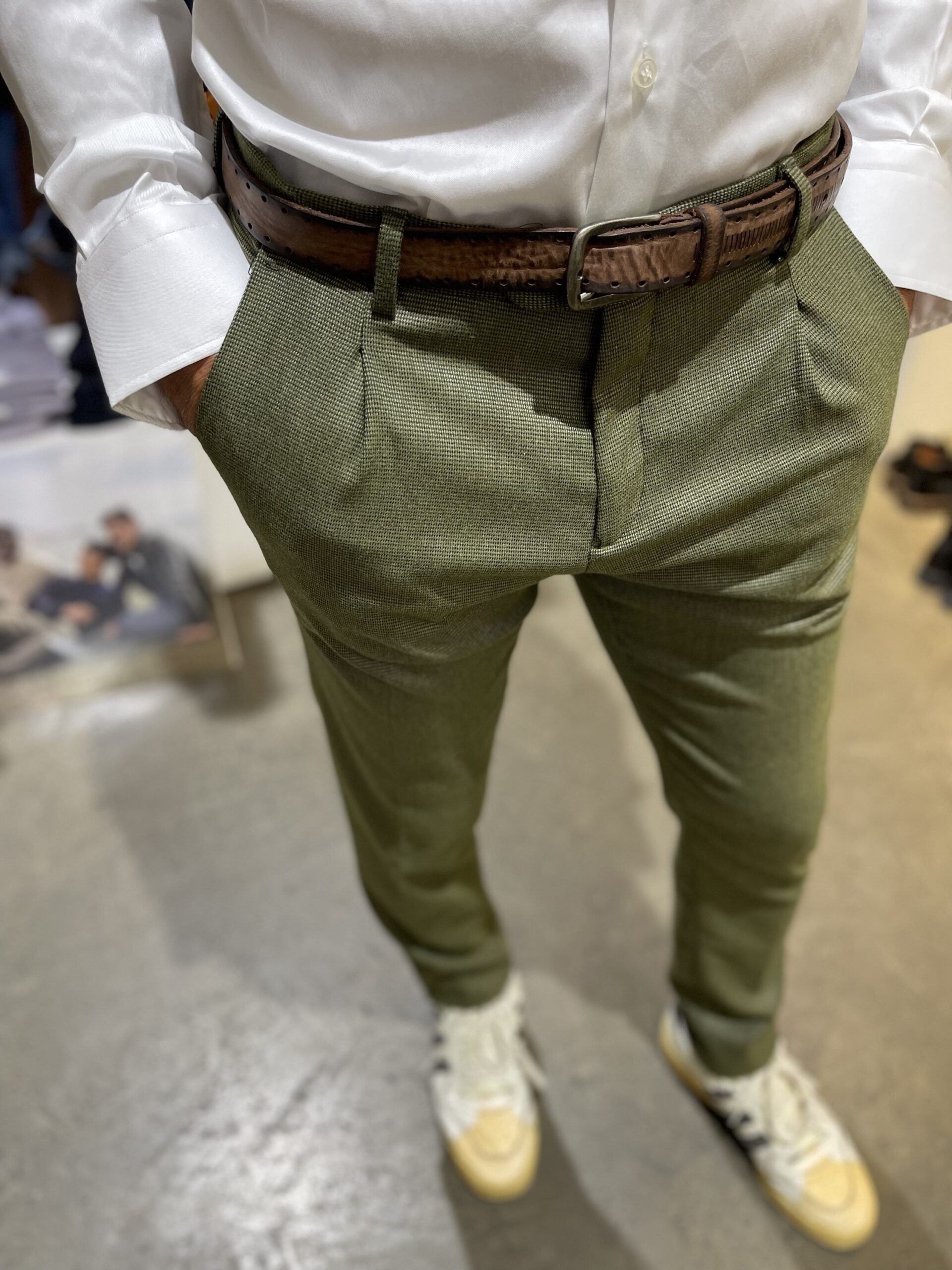 Pantalone uomo misto viscosa , con pinces sul davanti,microfantasia , Exibit 0