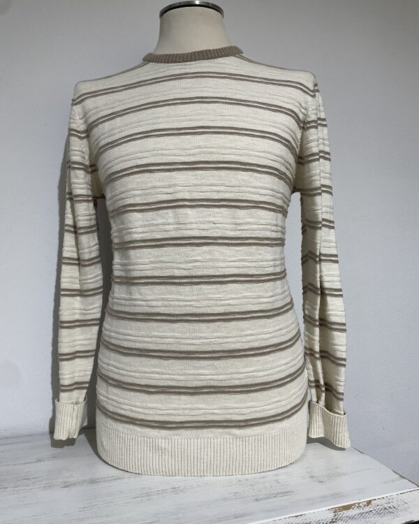 Maglia uomo girocollo in cotone Piero Giachi righe beige