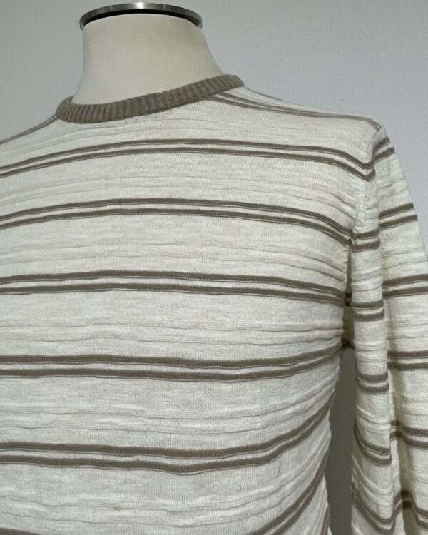 Maglia uomo girocollo in cotone Piero Giachi righe beige - immagine 3