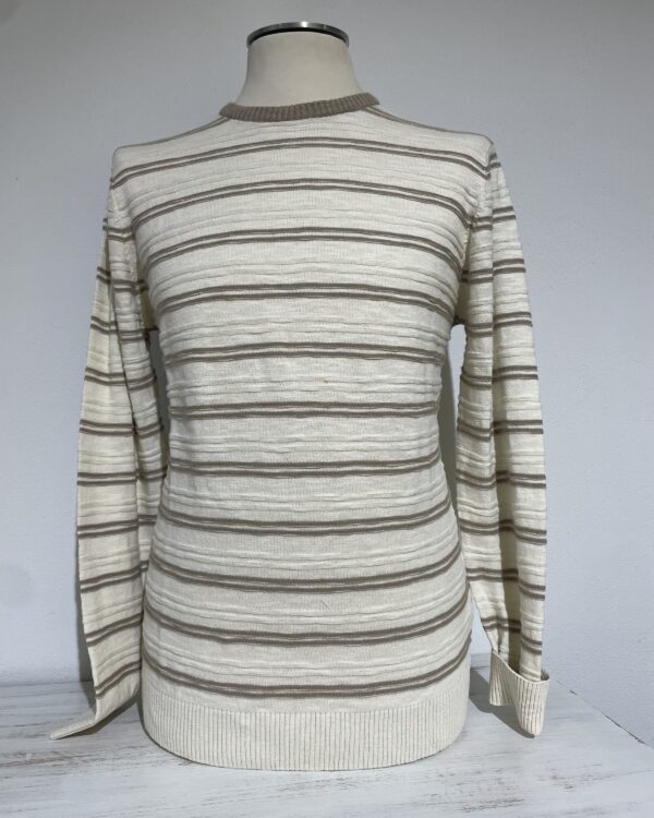 Maglia uomo girocollo in cotone Piero Giachi righe beige - immagine 2