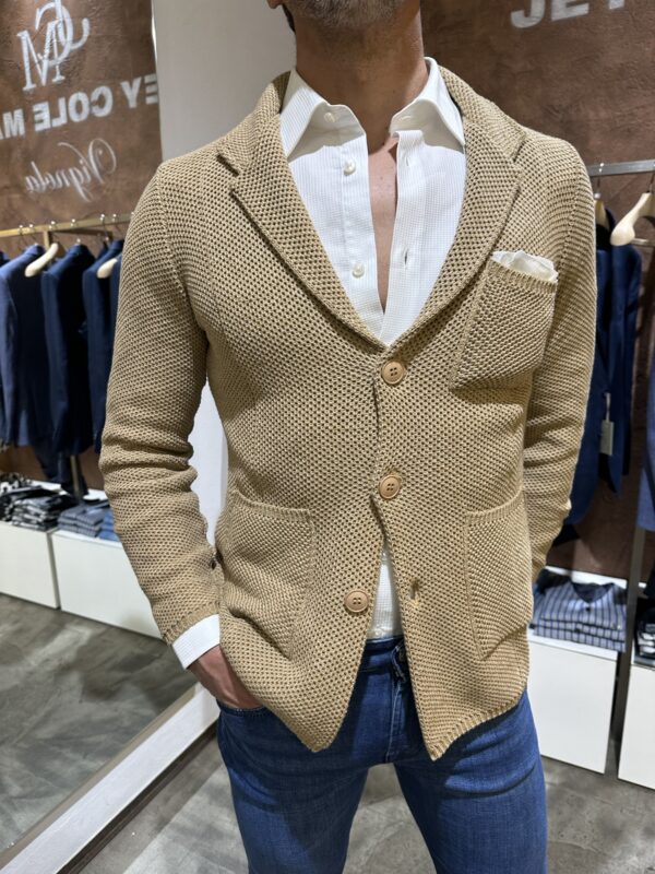 Giacca uomo in maglia Piero Giachi color sabbia
