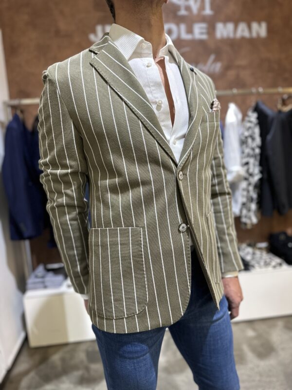 Giacca uomo casual Piero Giachi righe verde - immagine 6