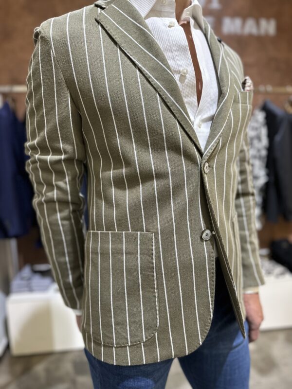 Giacca uomo casual Piero Giachi righe verde - immagine 5