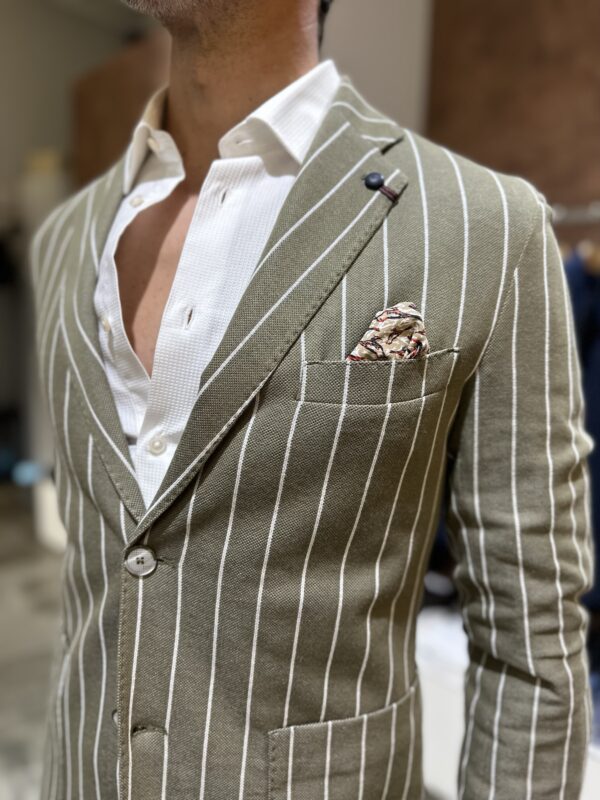 Giacca uomo casual Piero Giachi righe verde - immagine 4