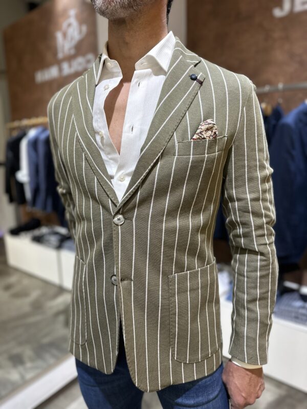 Giacca uomo casual Piero Giachi righe verde - immagine 3