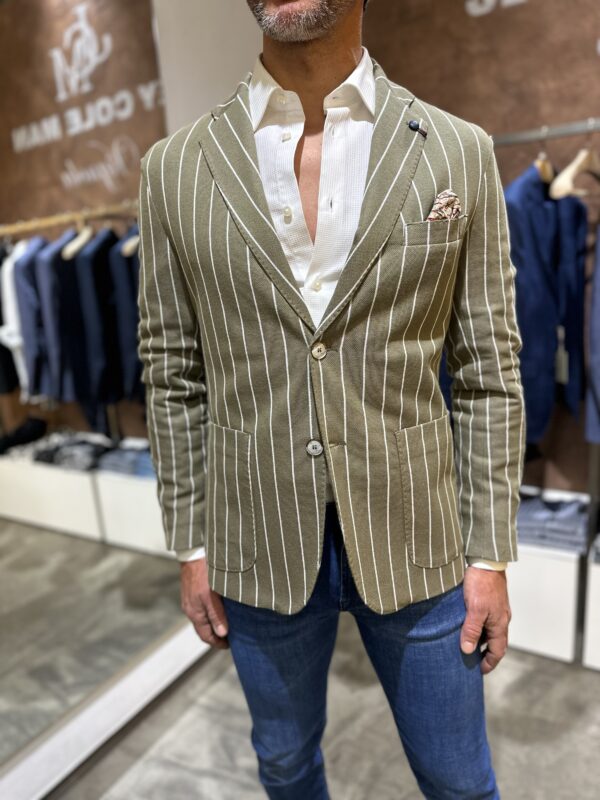 Giacca uomo casual Piero Giachi righe verde