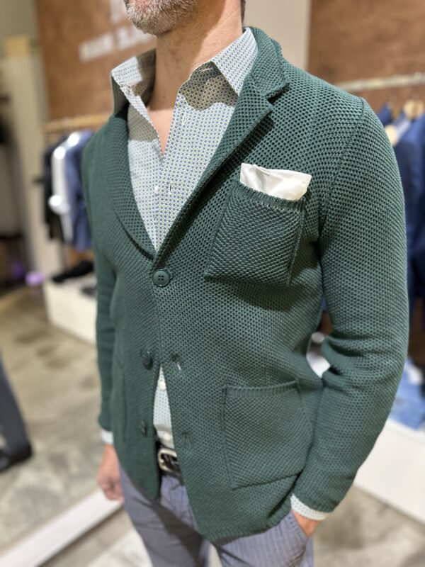 Giacca uomo in maglia Piero Giachi verde - immagine 2