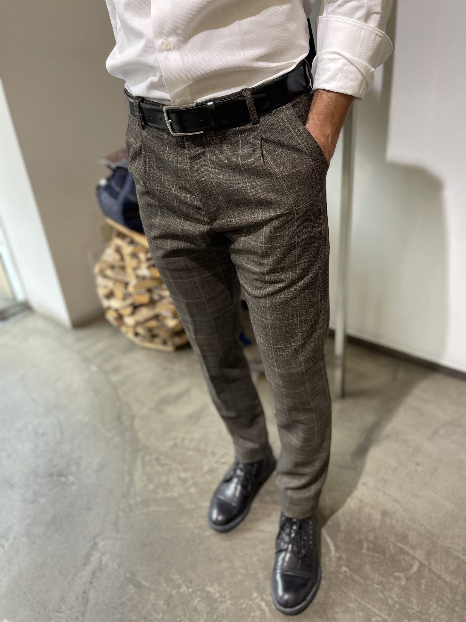 Pantalone uomo , misto viscosa ,con pinces ,fantasia,Exibit 0