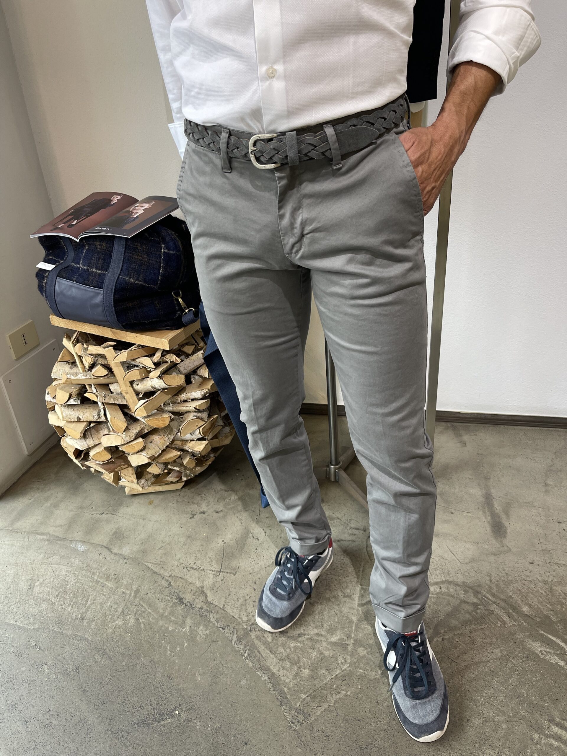 Pantaloni uomo,cotone elasticizzato ,con risvolto ,Piero Giachi 0