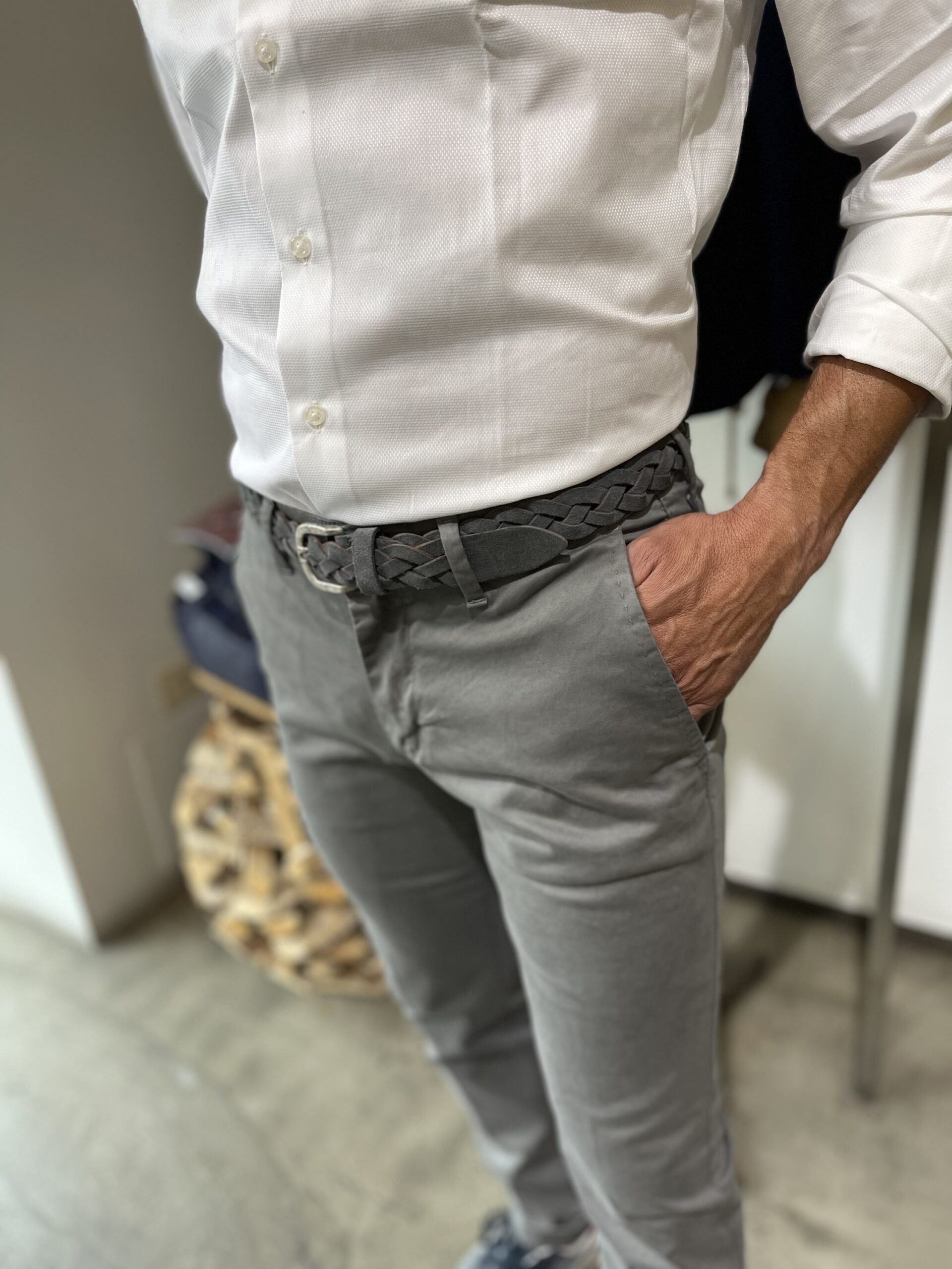Pantaloni uomo,cotone elasticizzato ,con risvolto ,Piero Giachi 1