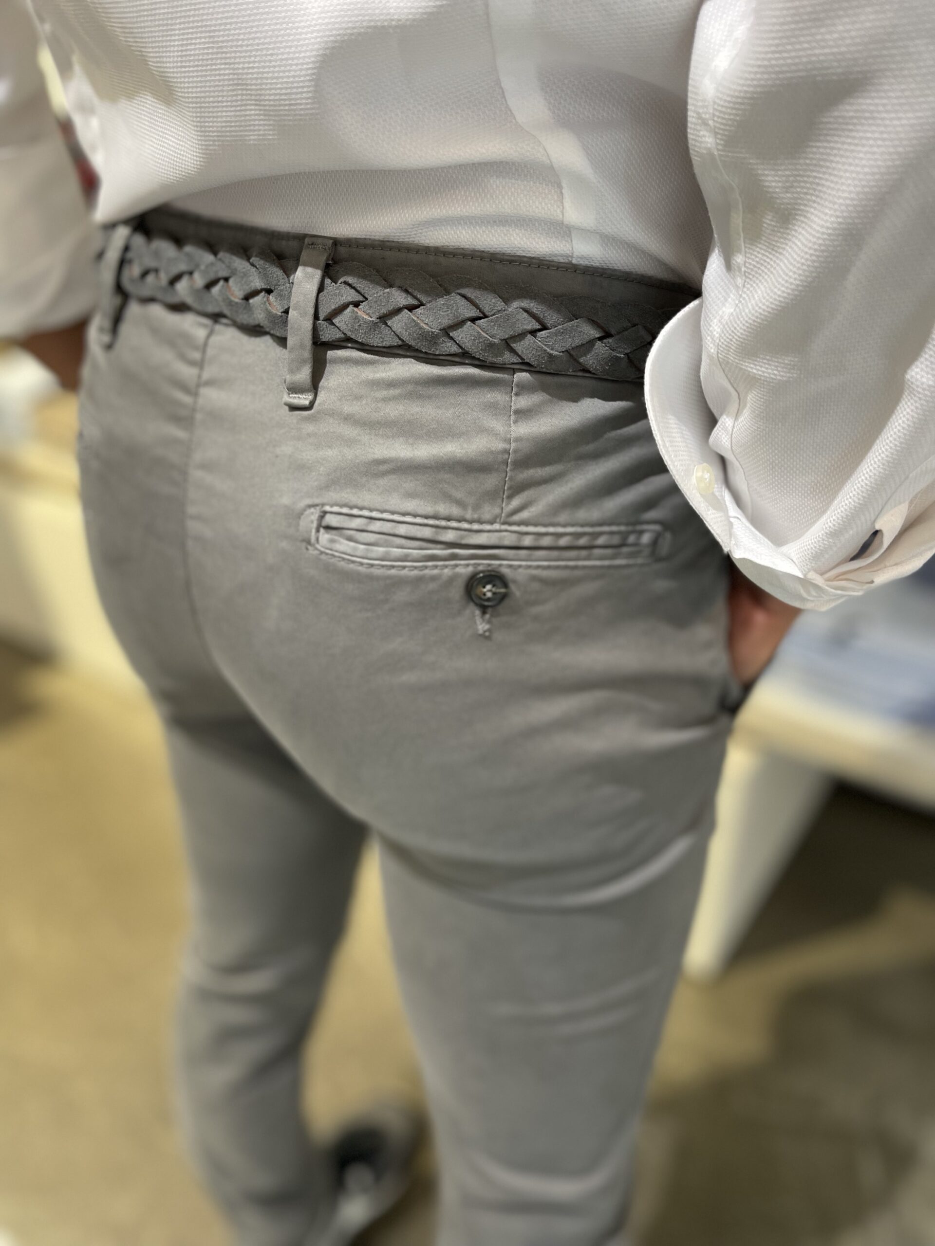 Pantaloni uomo,cotone elasticizzato ,con risvolto ,Piero Giachi 2