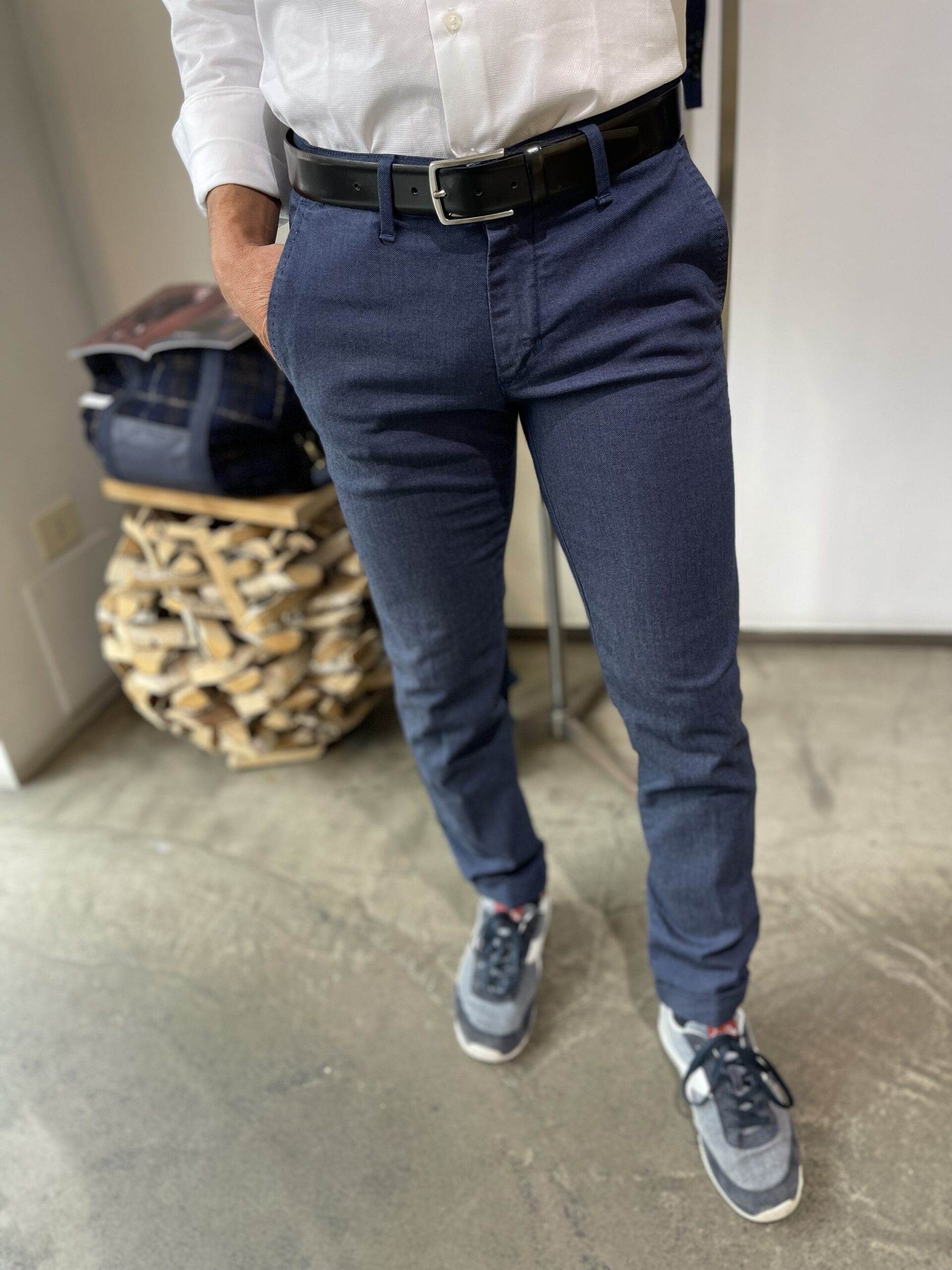 Pantaloni uomo in misto cotone ed elastam con risvolto in fondo Piero Giachi 0