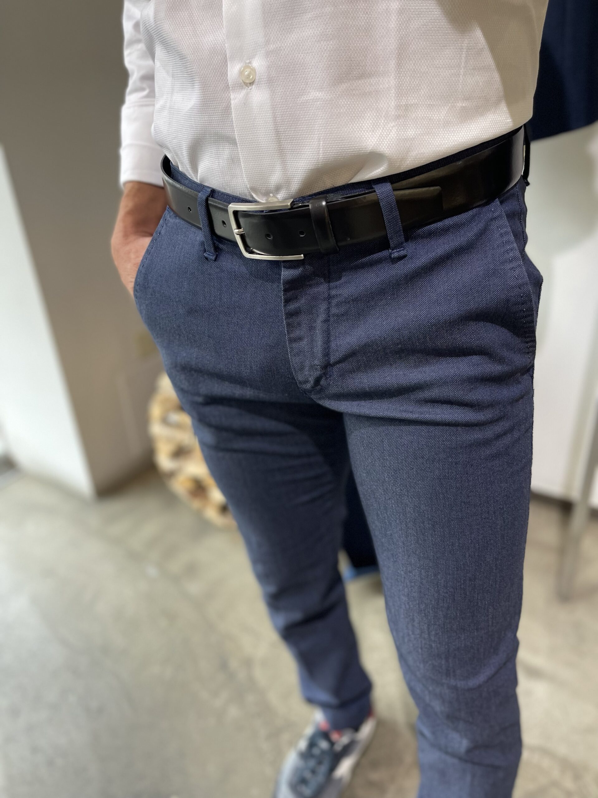 Pantaloni uomo in misto cotone ed elastam con risvolto in fondo Piero Giachi 1