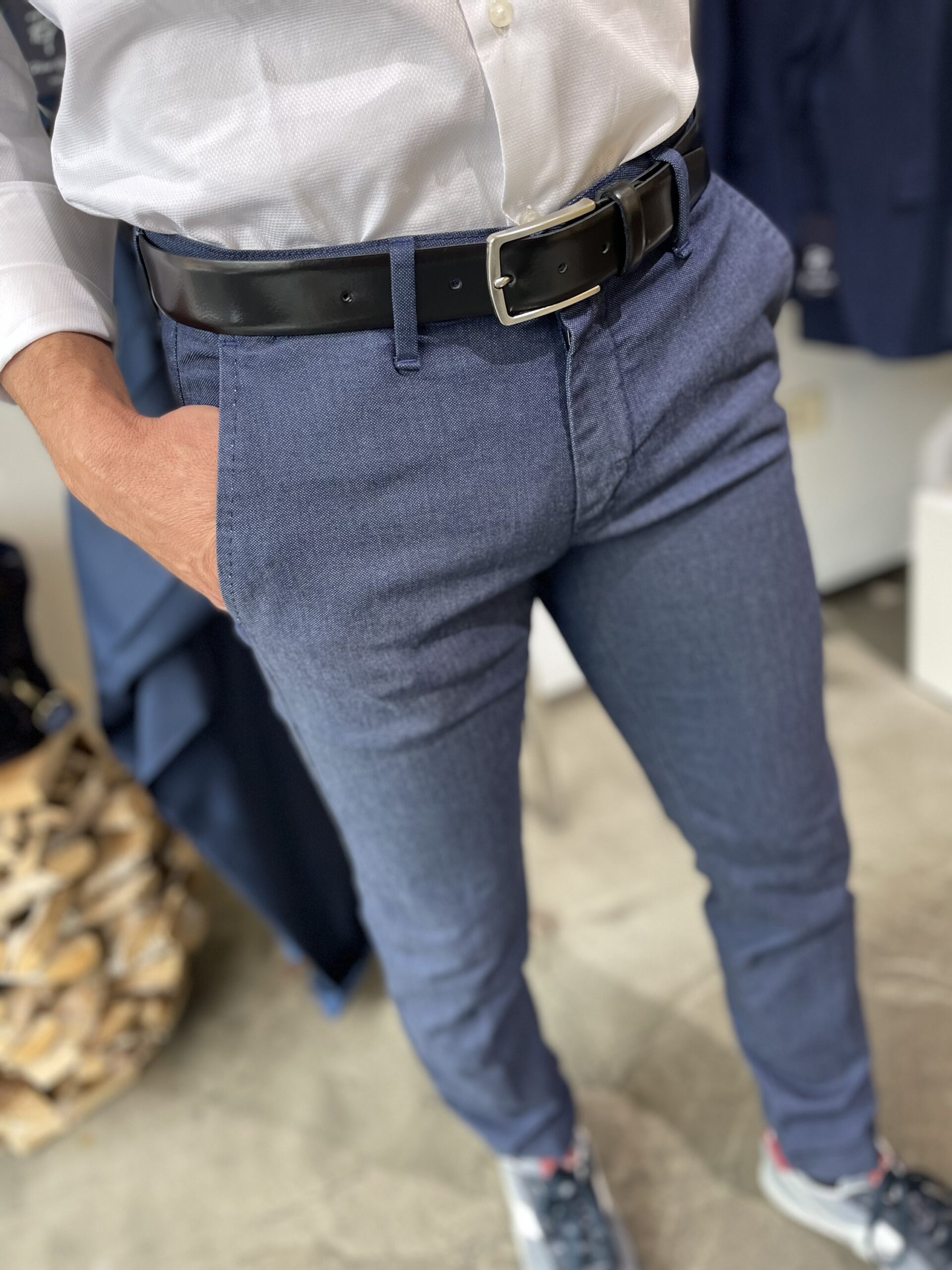 Pantaloni uomo in misto cotone ed elastam con risvolto in fondo Piero Giachi 2
