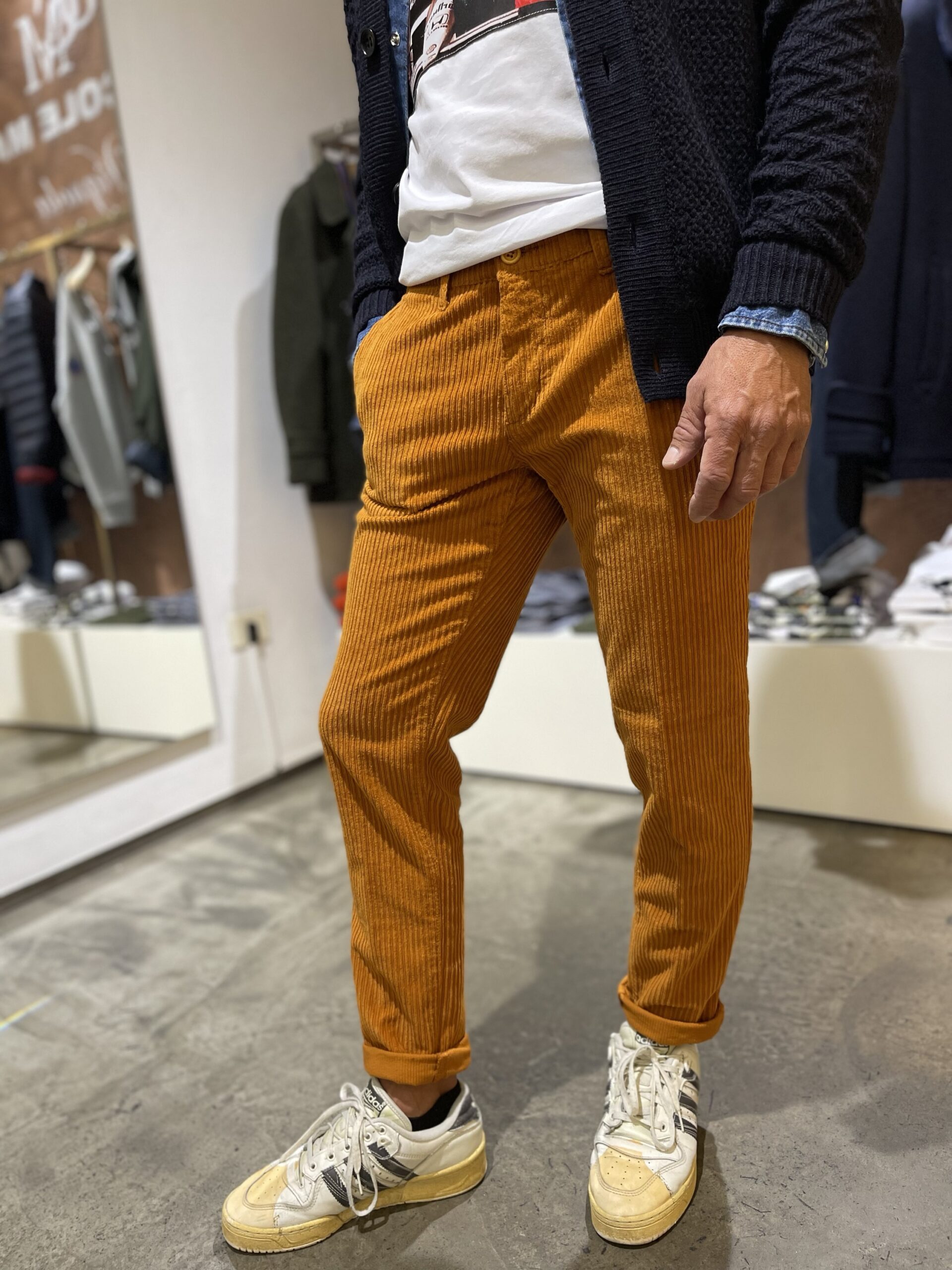 Pantalone uomo ,in cotone elasticizzato, costa francese ,tinto in capo ,Di Biasi 0