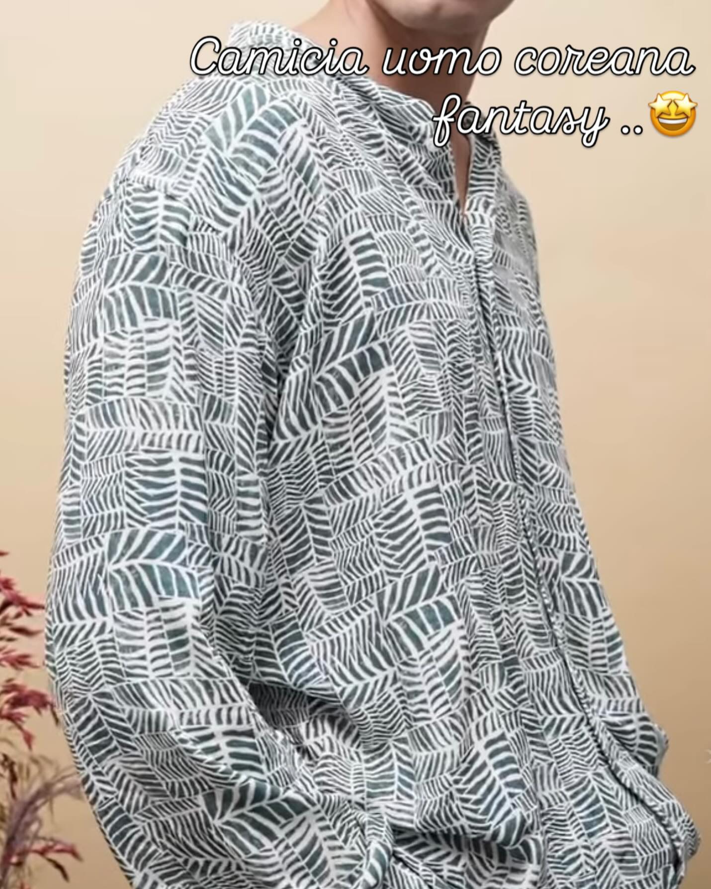 Camicia uomo collo coreana fantasy variante verde 🤩