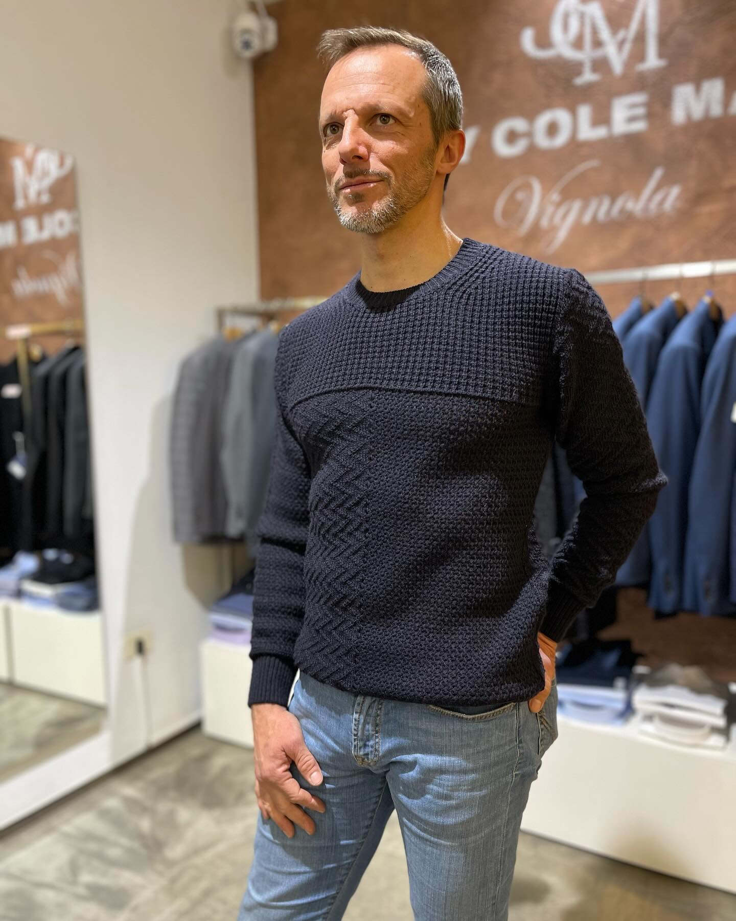 Maglia g Collo blu lavorata  ultime taglie  METÀ PREZZO  Ind